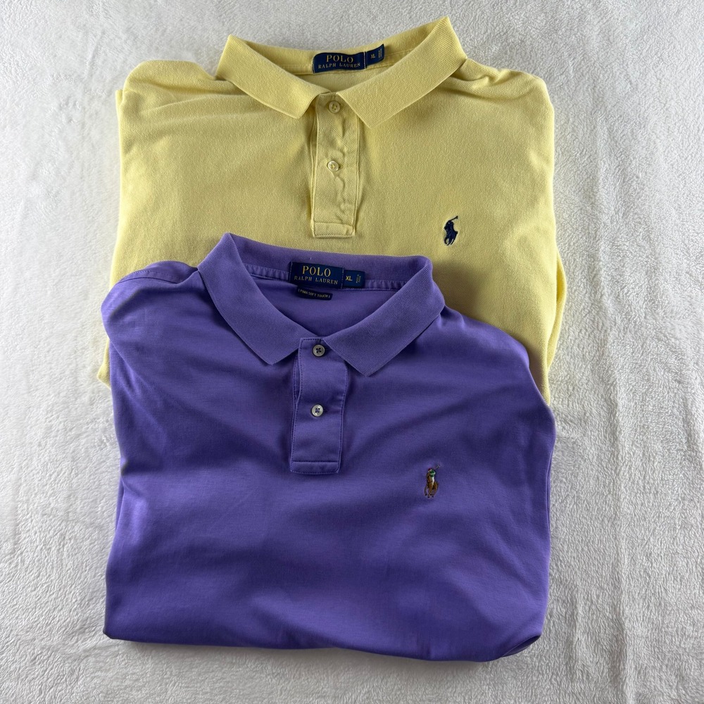 Polo Ralph Lauren Polo Shirts Lot of 2 Yellow Purple Mens XL Pima Soft Touch Lot